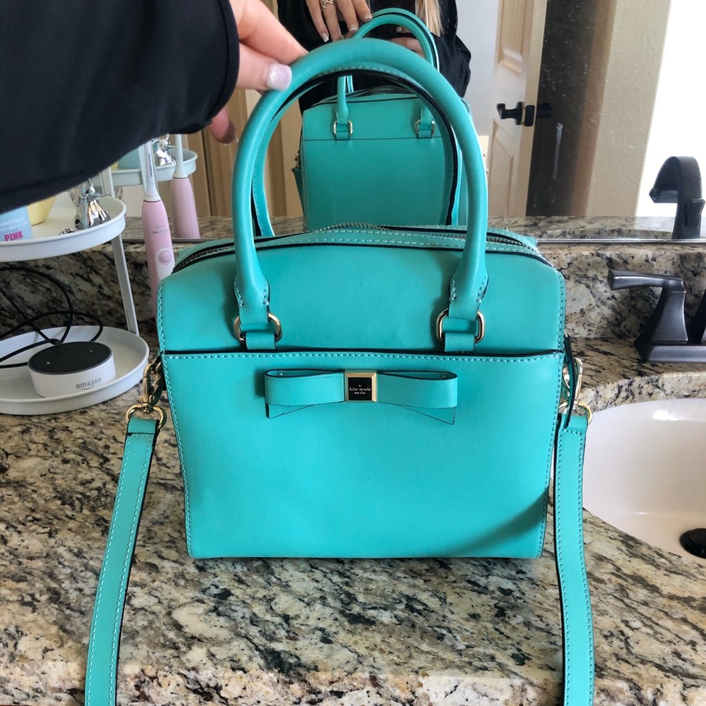 kate spade turquoise purse with bow